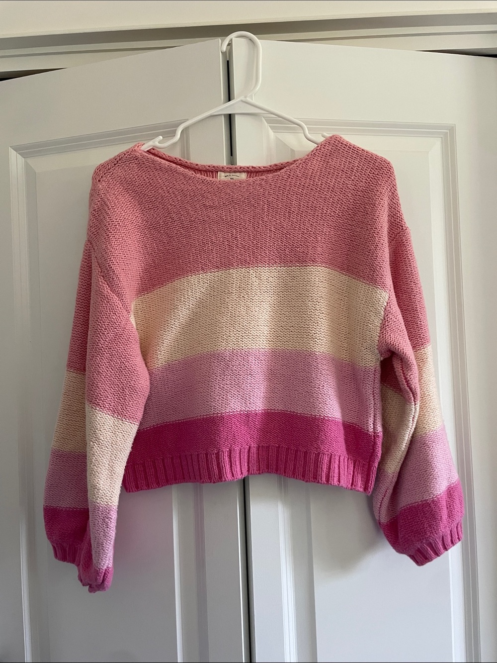 Billabong Pink & Cream Striped Boatneck Sweater